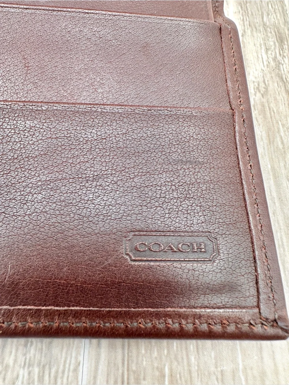 Vintage COACH Brown Leather Trifold Kiss-Lock Wallet Coin Purse 1995